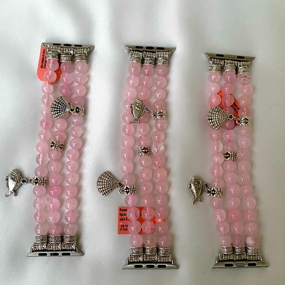 Rose Quartz Crystal Apple Watch Strap Bracelet Sil main image 5